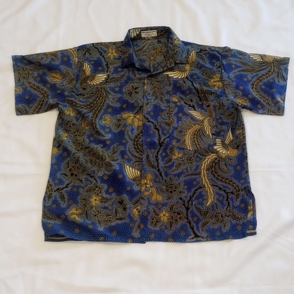 Men's Blue and Gold Patterned Shirt - Picture 1 of 3